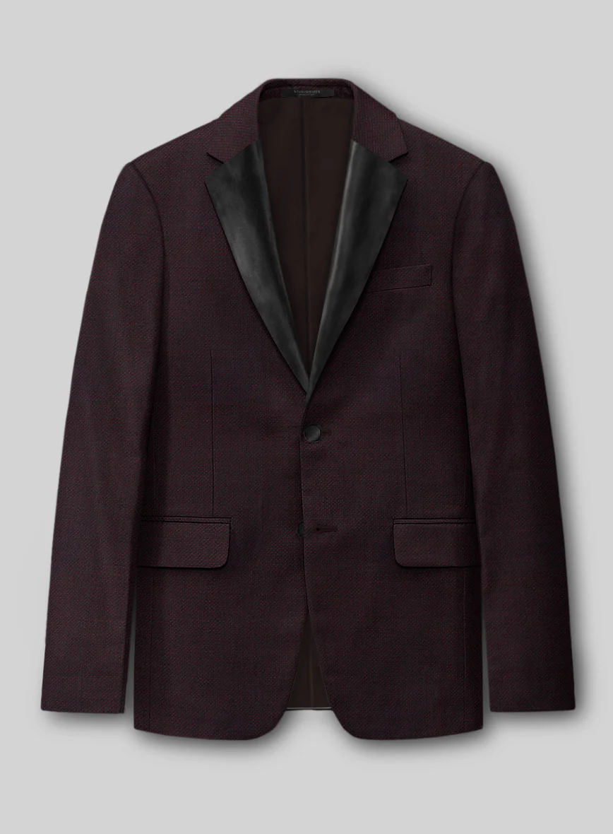 Napolean Wine Birdseye Wool Tuxedo Suit - Image 4