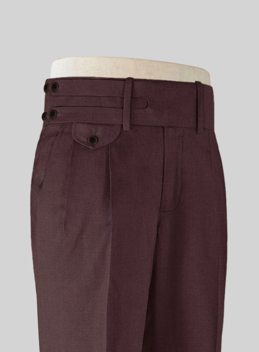 Napolean Wine Double Gurkha Wool Trousers - Image 3