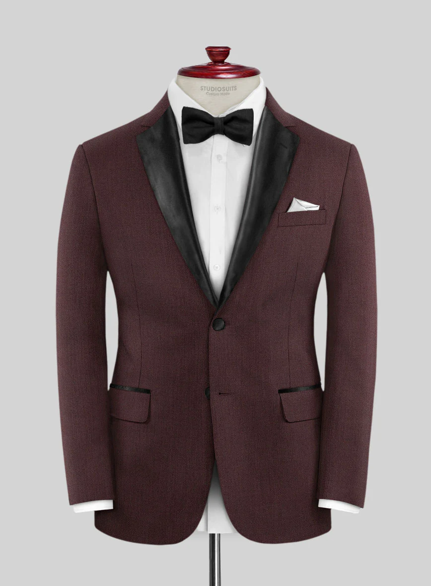 Napolean Wine Wool Tuxedo Suit - Image 3