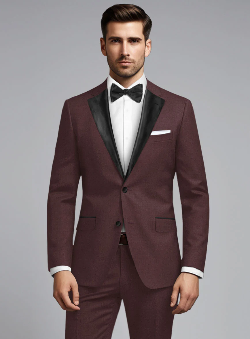 Napolean Wine Wool Tuxedo Suit - Image 4