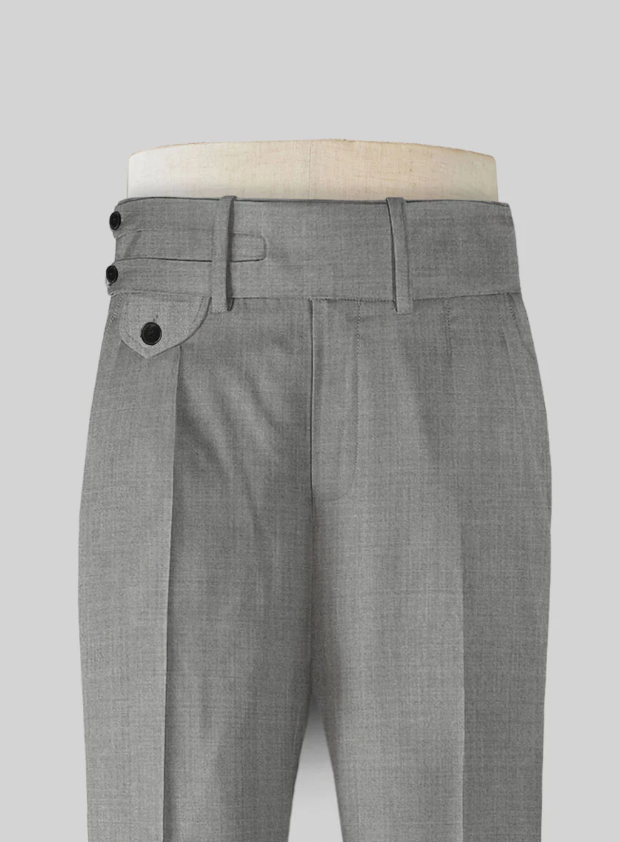 Napolean Worsted Light Gray Wool Double Gurkha  Trousers - Image 2