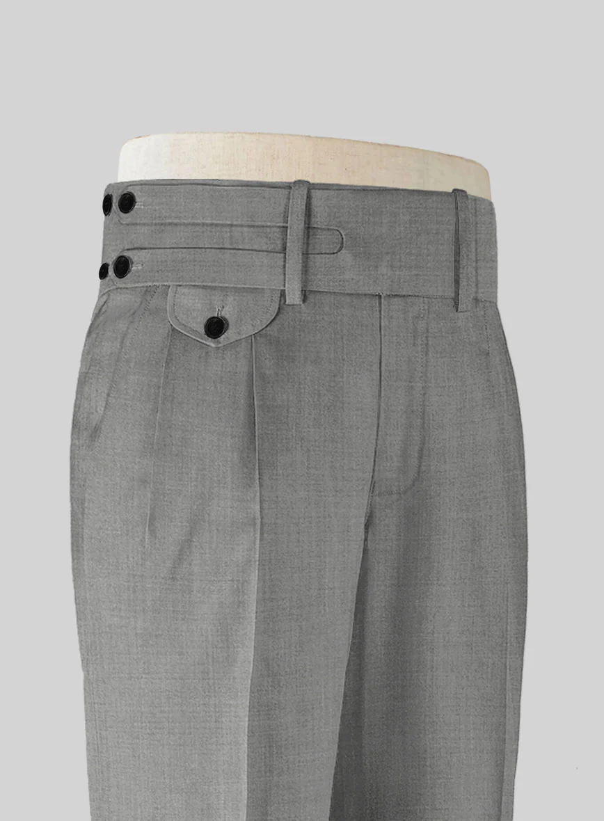 Napolean Worsted Light Gray Wool Double Gurkha  Trousers - Image 3