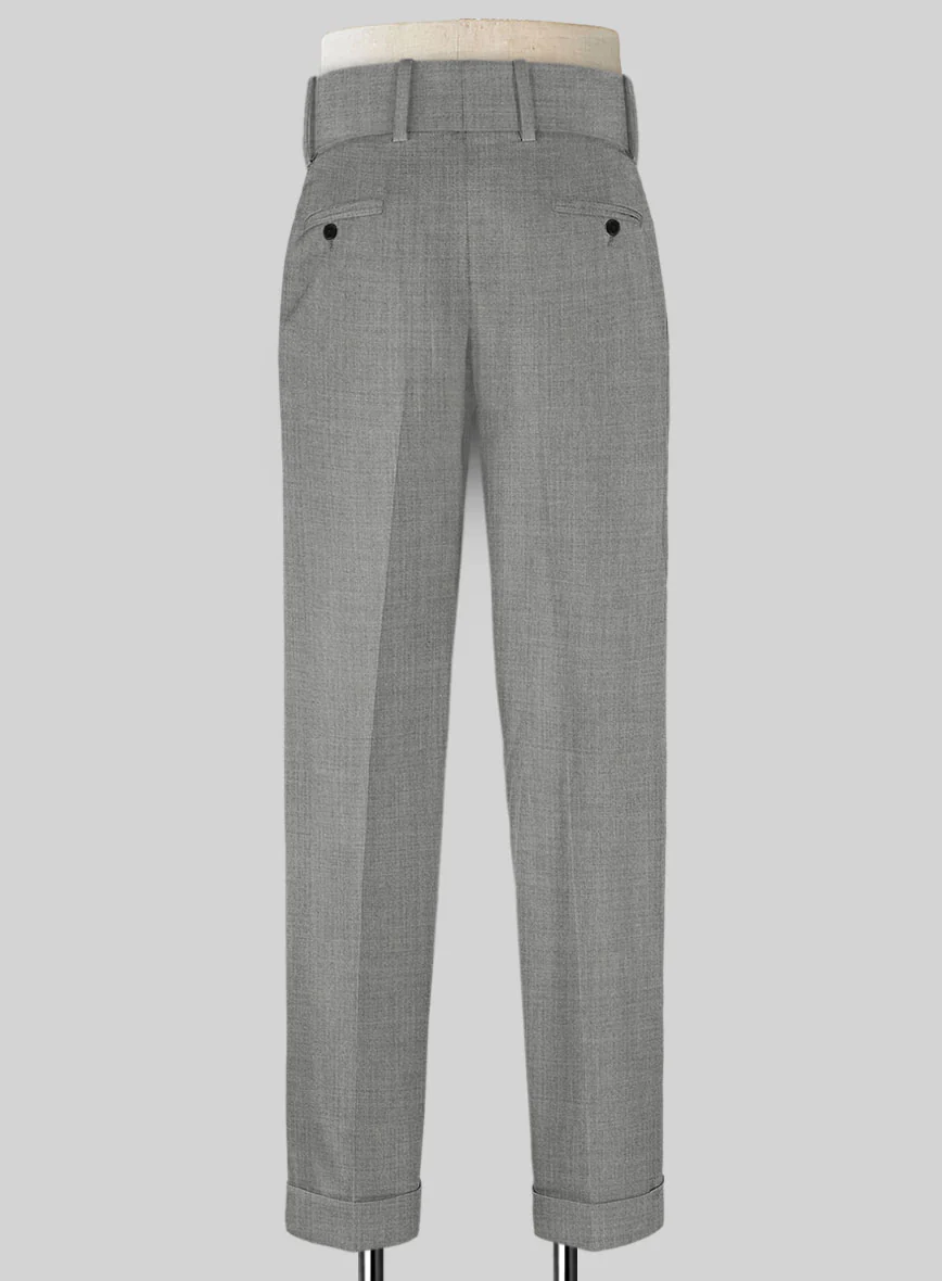 Napolean Worsted Light Gray Wool Double Gurkha  Trousers - Image 4