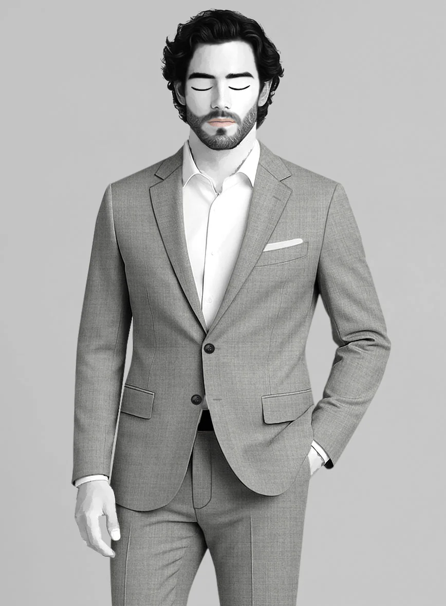 Napolean Worsted Light Gray Wool Jacket - Image 2