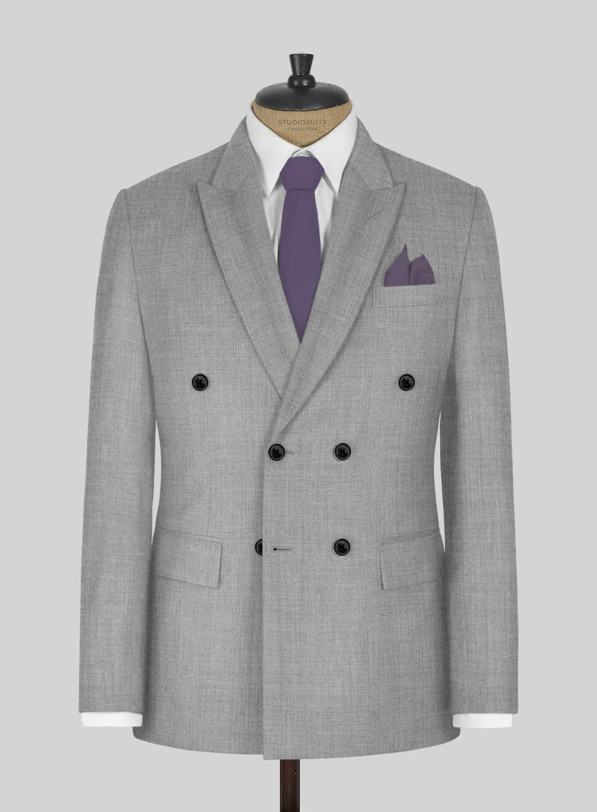 Napolean Worsted Light Gray Wool Double Breasted Suit - Image 2