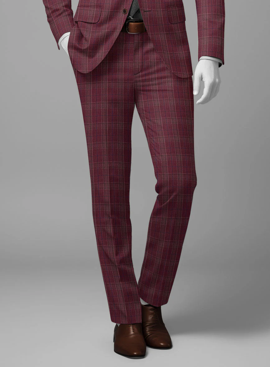 Napolean Xina Tartan Maroon Wool Pants - Image 2