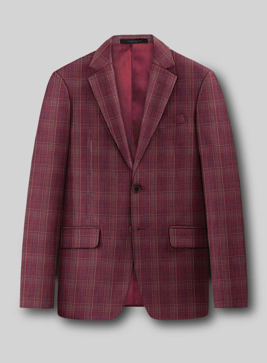 Napolean Xina Tartan Maroon Wool Suit - Image 4