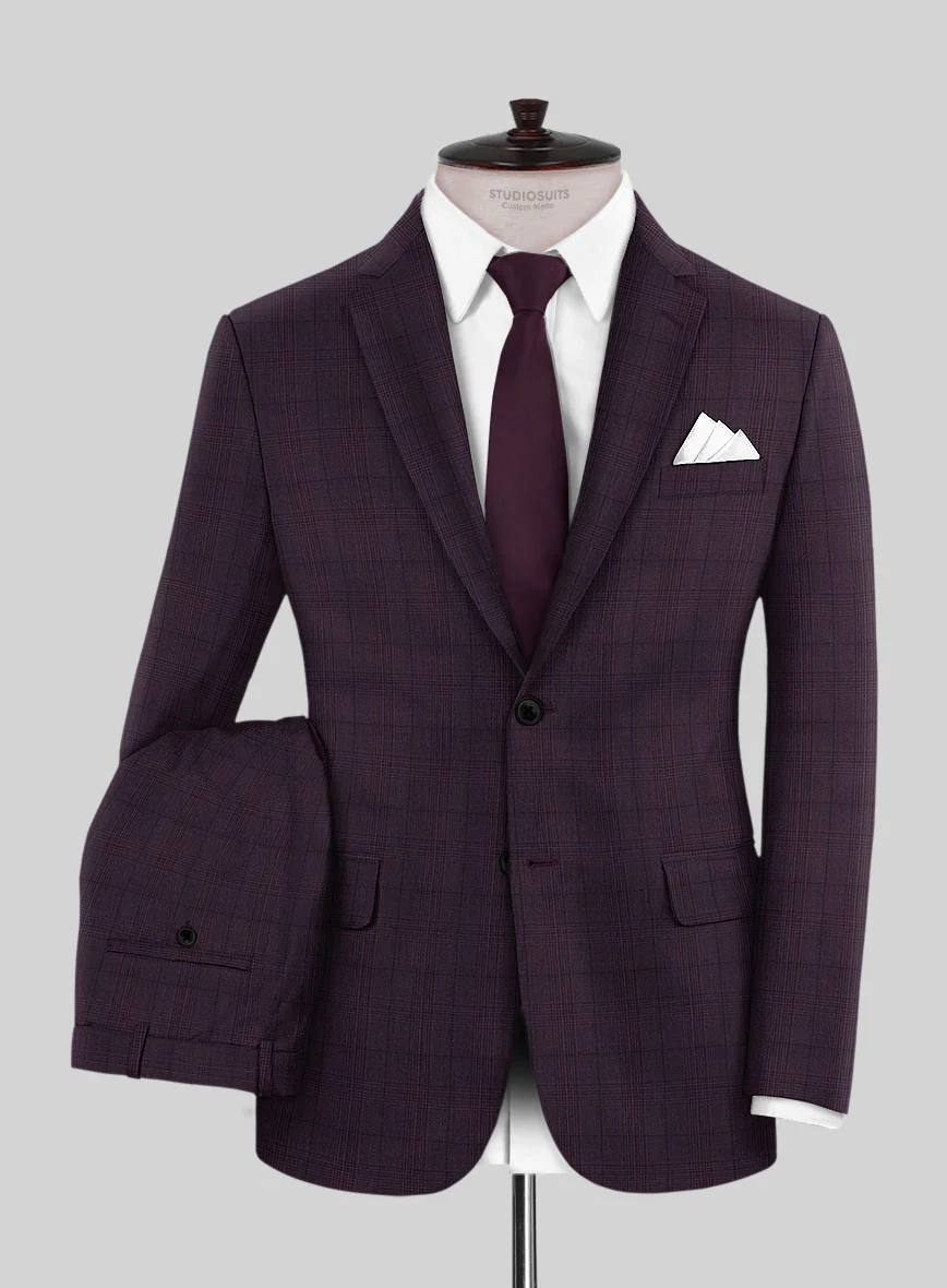 Napolean Xina Tartan Purple Wool Suit - Image 2