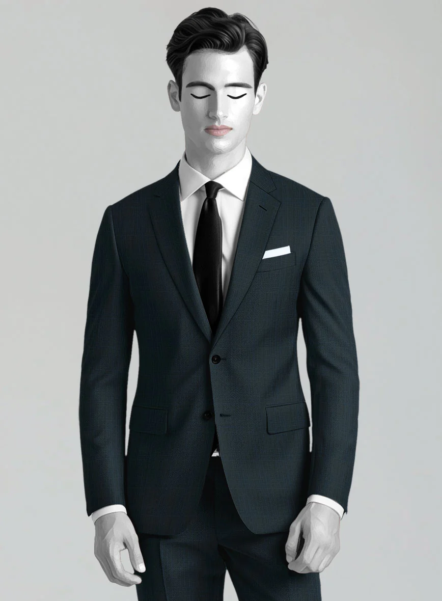 Napolean Xina Tartan Teal Blue Wool Suit - Image 3