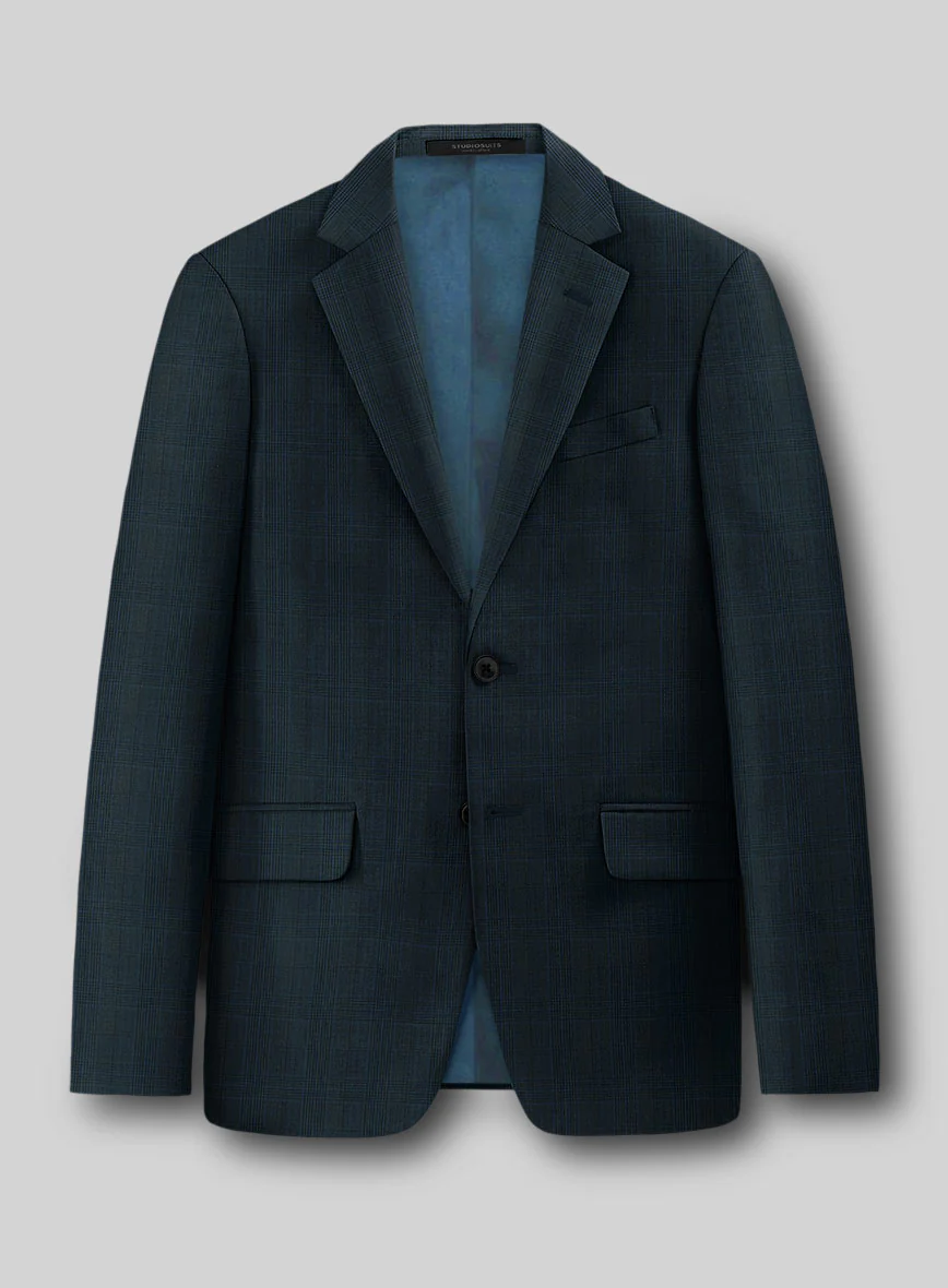 Napolean Xina Tartan Teal Blue Wool Suit - Image 4