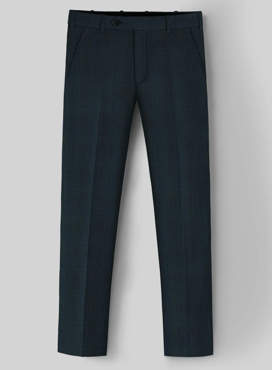 Napolean Xina Tartan Teal Blue Wool Suit - Image 5