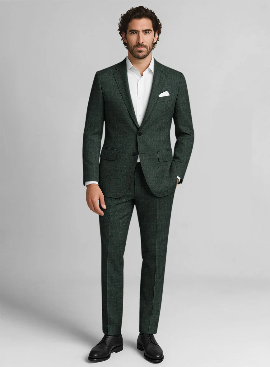 Napolean Zervano Sharkskin Green Wool Suit - Image 6