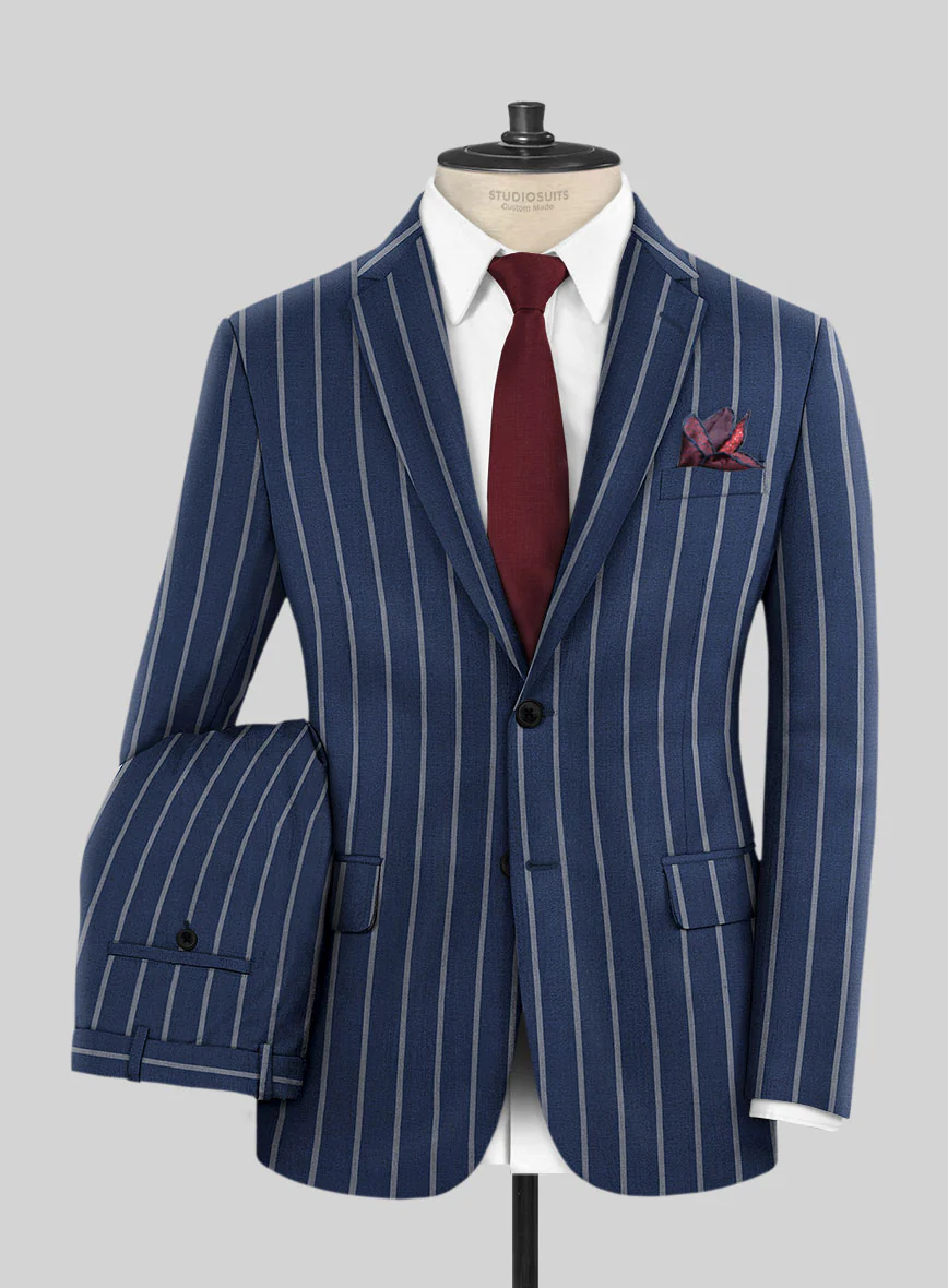 Napolean Zole Stripe Blue Wool Suit - Image 2