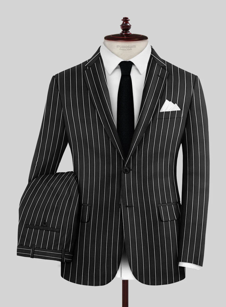 Napolean Zumel Stripe Black Wool Suit - Image 2