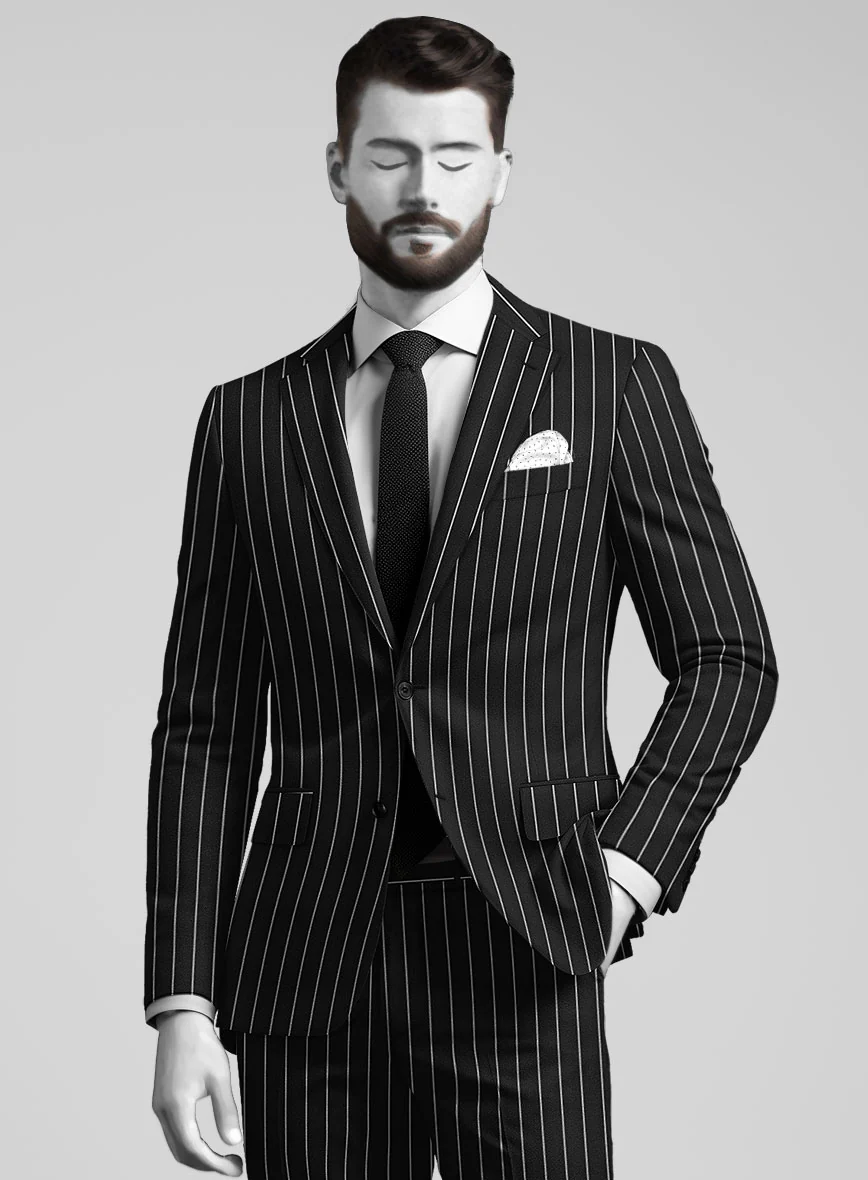 Napolean Zumel Stripe Black Wool Suit - Image 4