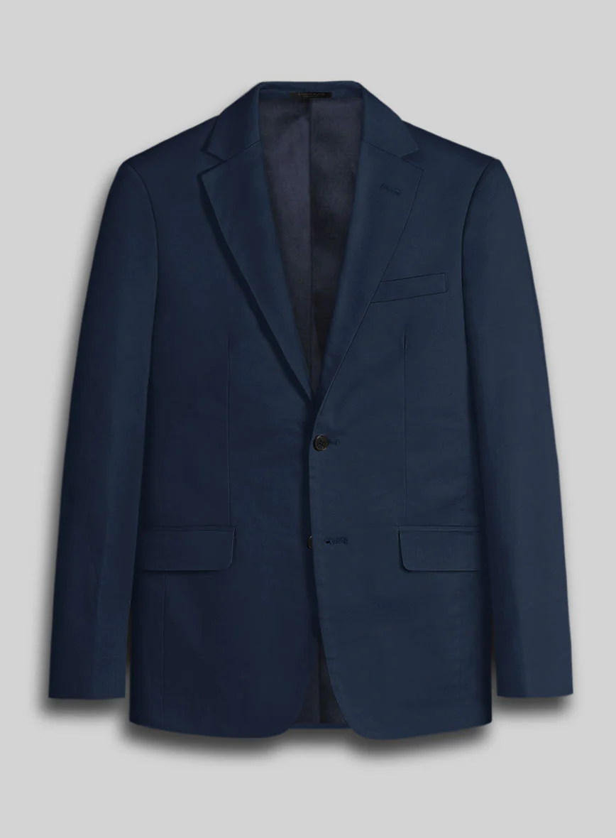 Navy Blue Napoli Stretch Light Weight Cotton Suit - Image 2
