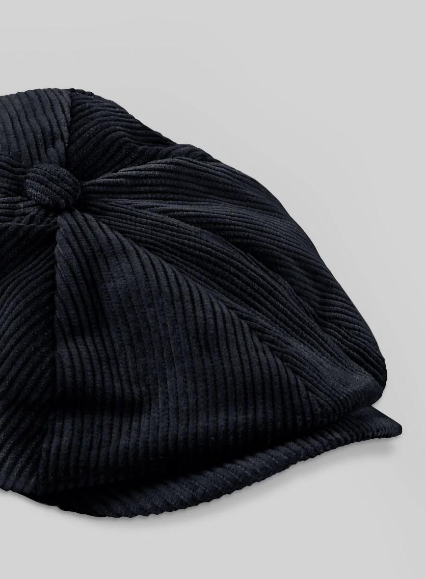 Navy Blue Thick Corduroy Newsboy Cap - Image 2