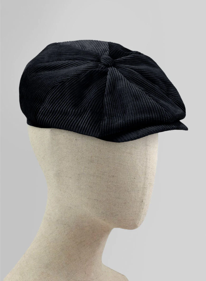 Navy Blue Thick Corduroy Newsboy Cap - Image 3