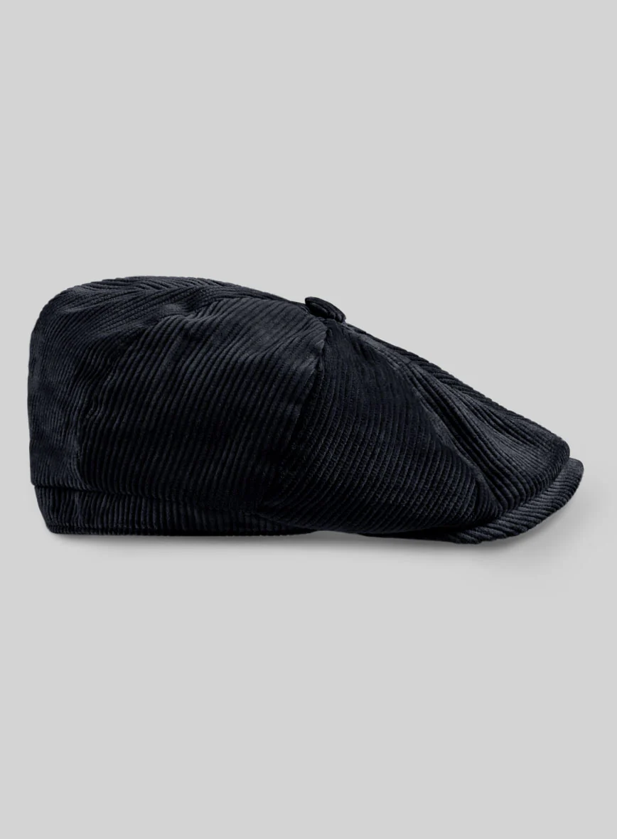 Navy Blue Thick Corduroy Newsboy Cap - Image 4