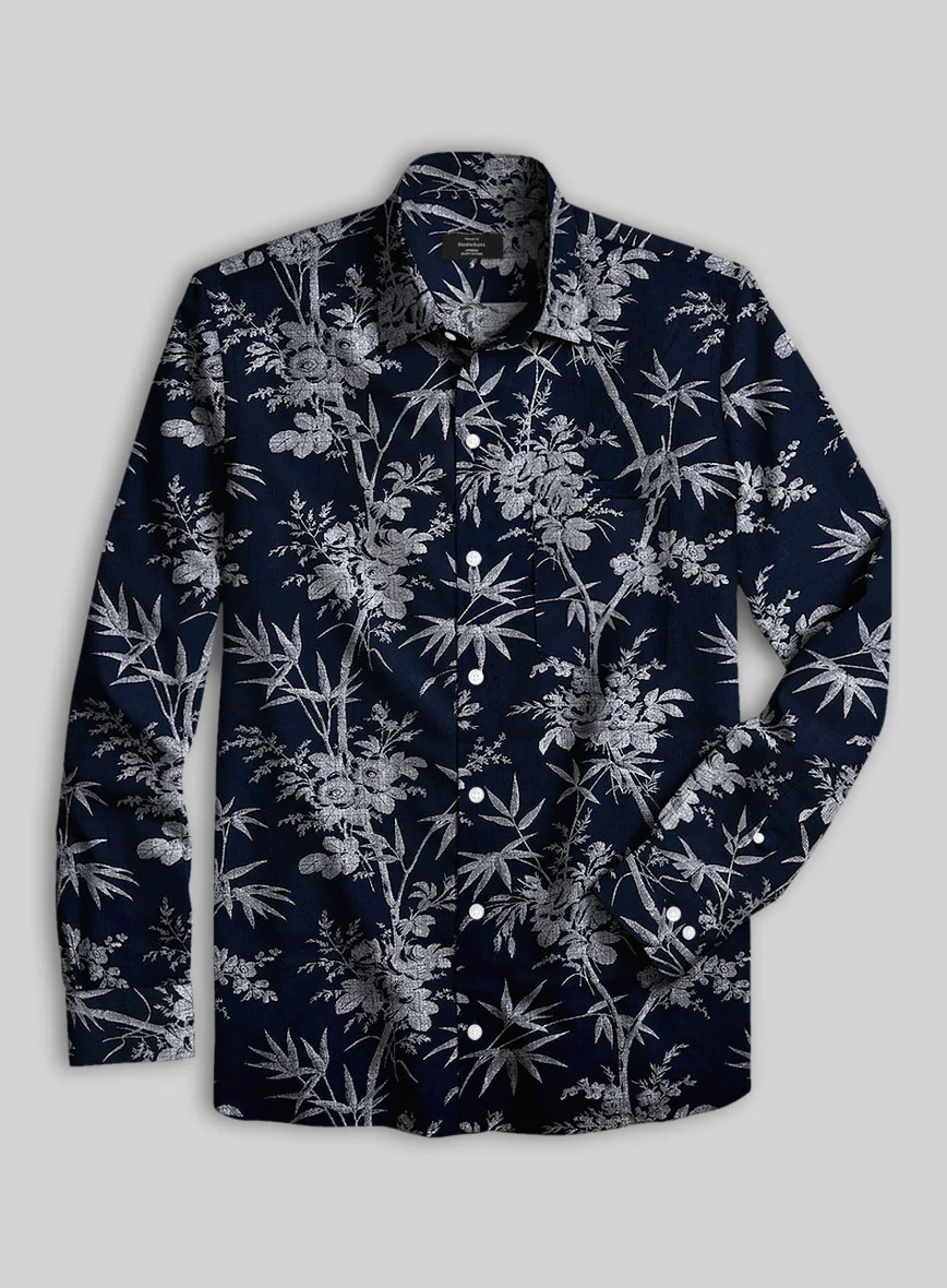 Navy Botanica Cotton Shirt - Image 3