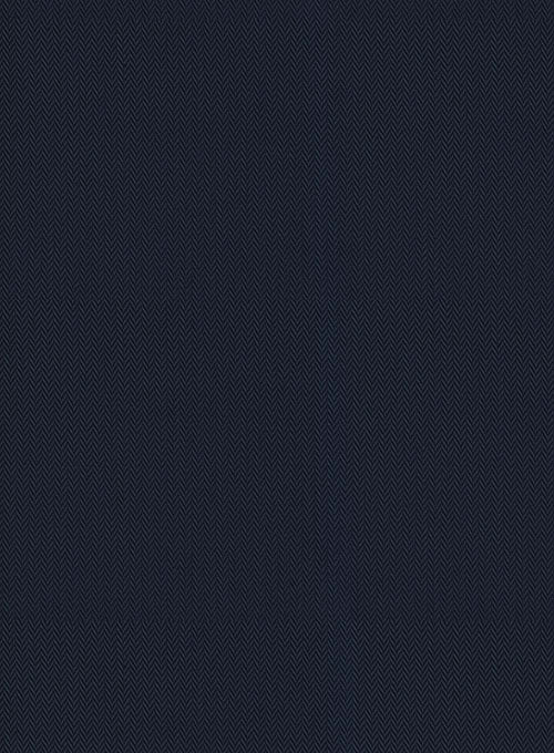 Navy Herringbone Cotton Shirt - Image 3