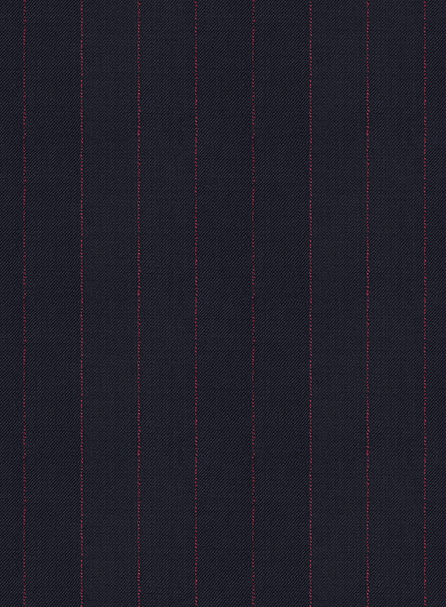 Navy Old World Stripe Wool Jacket - Image 3