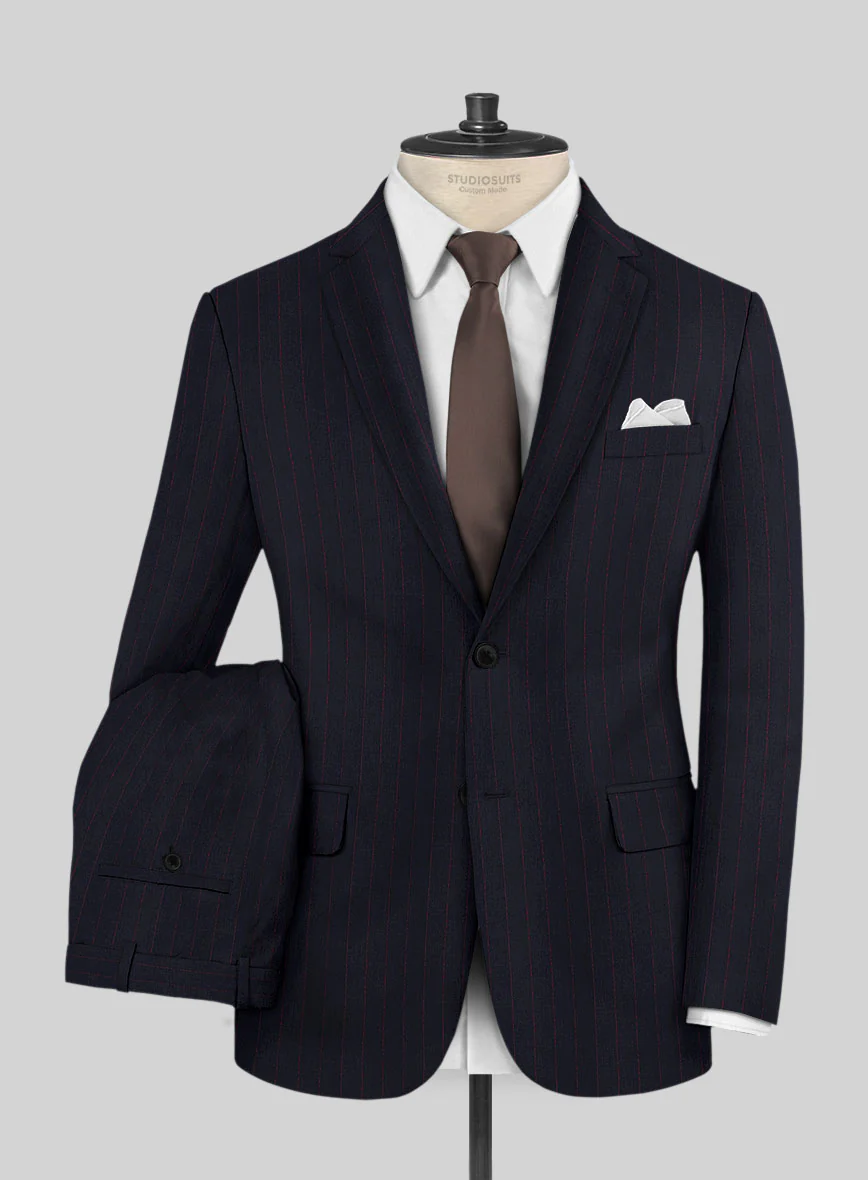 Navy Old World Stripe Wool Suit