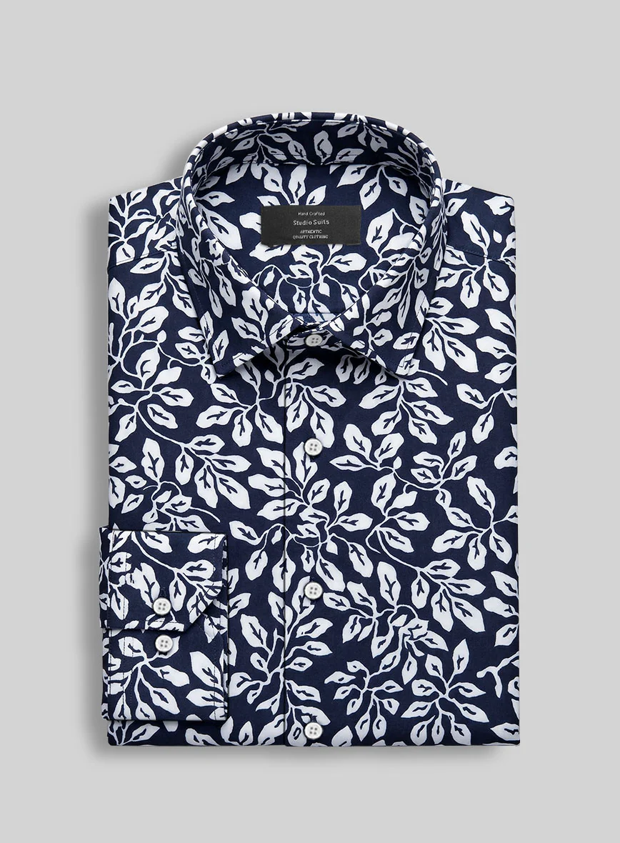 Navy Orchard Feather Cotton Shirt - Image 2