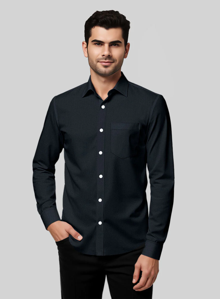 Navy Stretch Poplene Shirt - Image 2