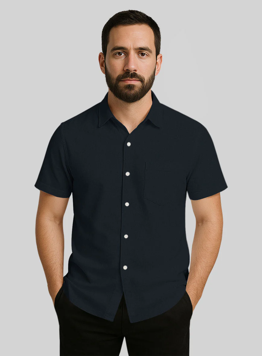 Navy Stretch Poplene Shirt - Image 2