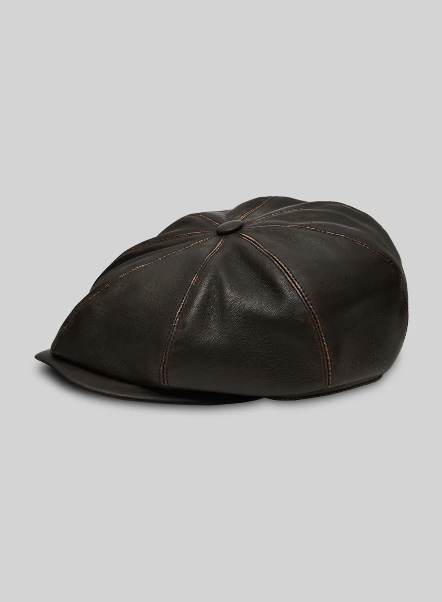 Newsboy Rubbed Brown Leather Cap - Image 3