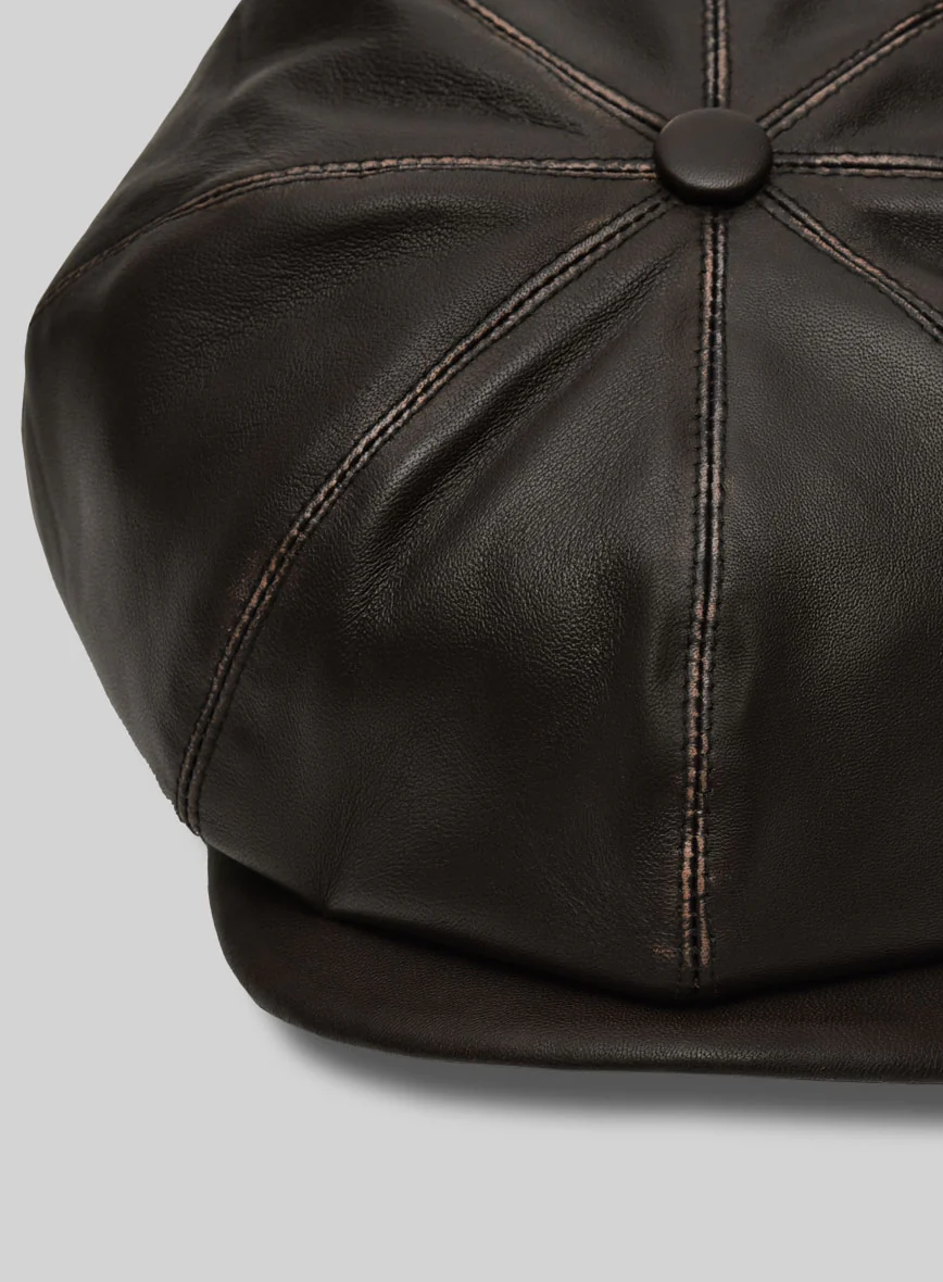 Newsboy Rubbed Brown Leather Cap - Image 4