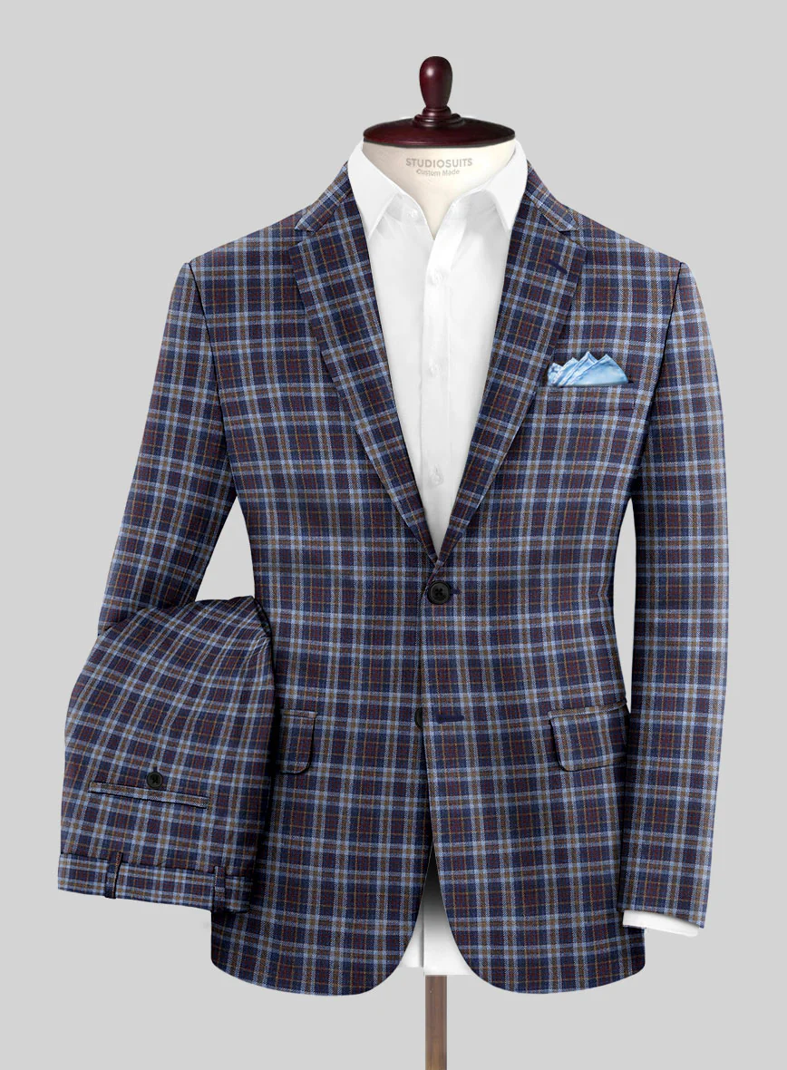 Noble Adrianna Check Wool Silk Linen Suit - Image 2