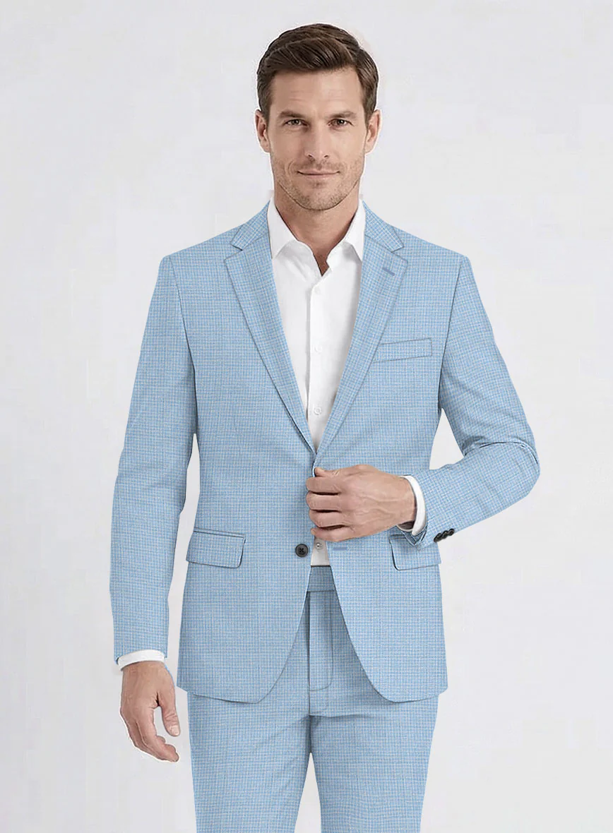 Noble Adrienne Blue Wool Silk Linen Suit - Image 3