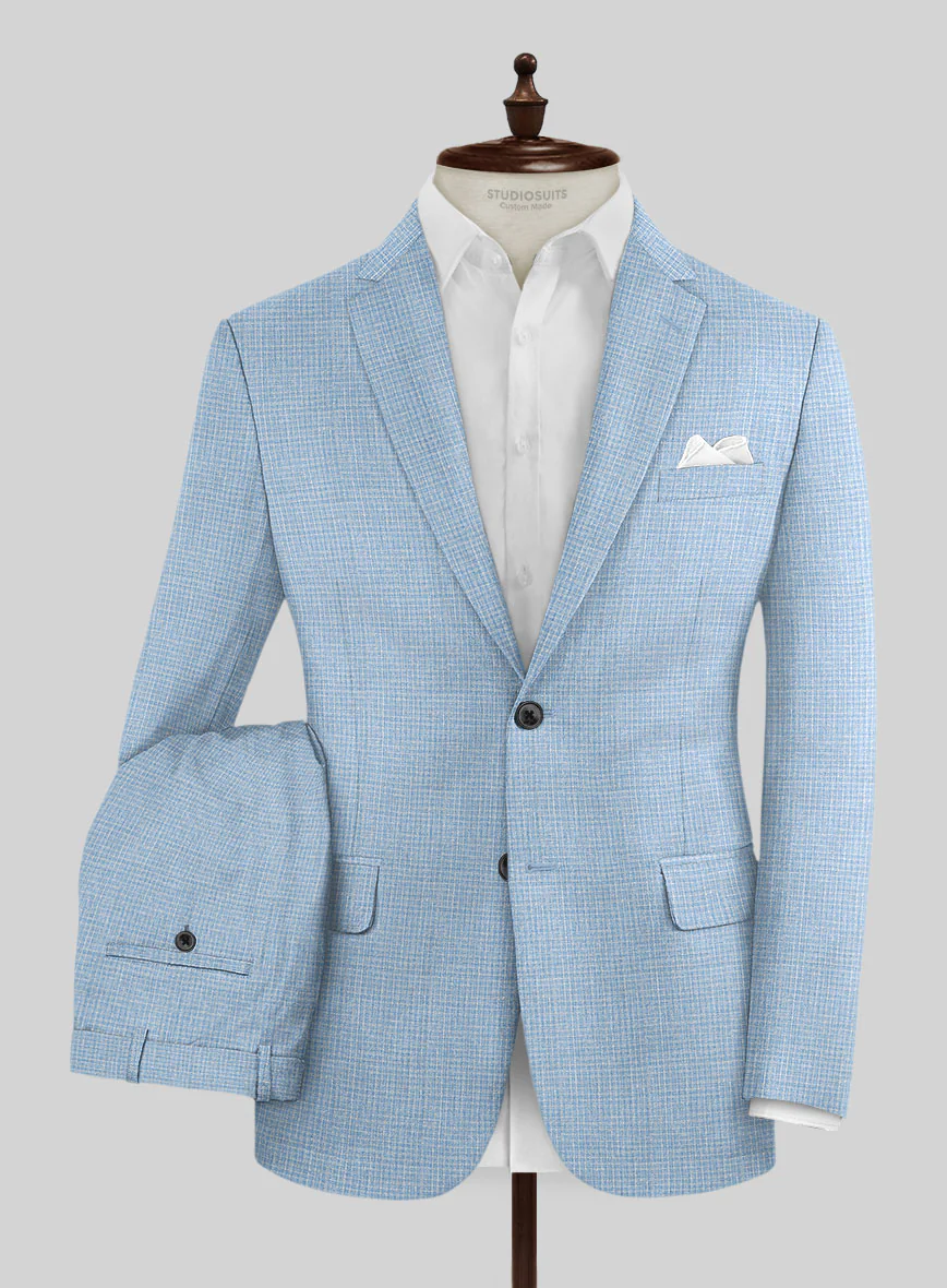 Noble Adrienne Blue Wool Silk Linen Suit - Image 2
