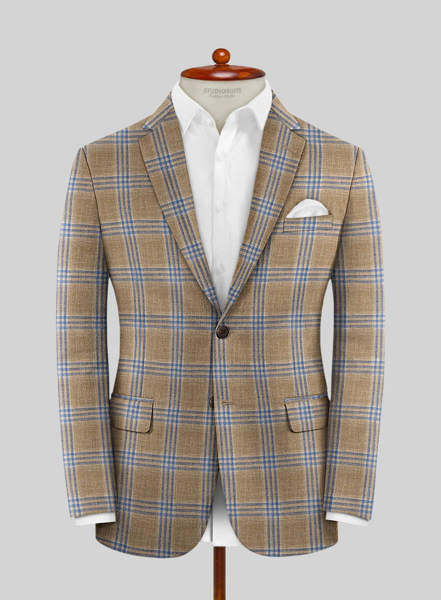 Noble Alonso Beige Wool Silk Linen Suit - Image 4