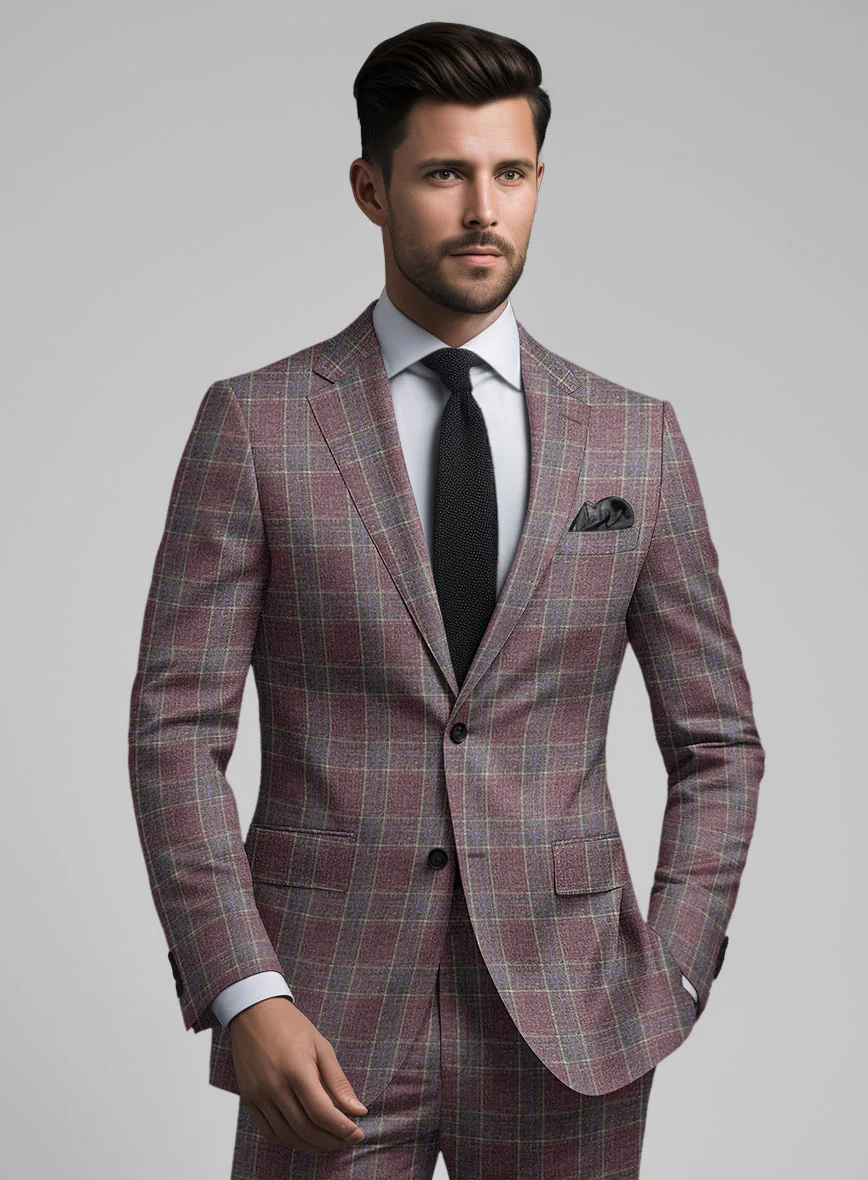 Noble Anton Check Wool Silk Linen Suit - Image 3