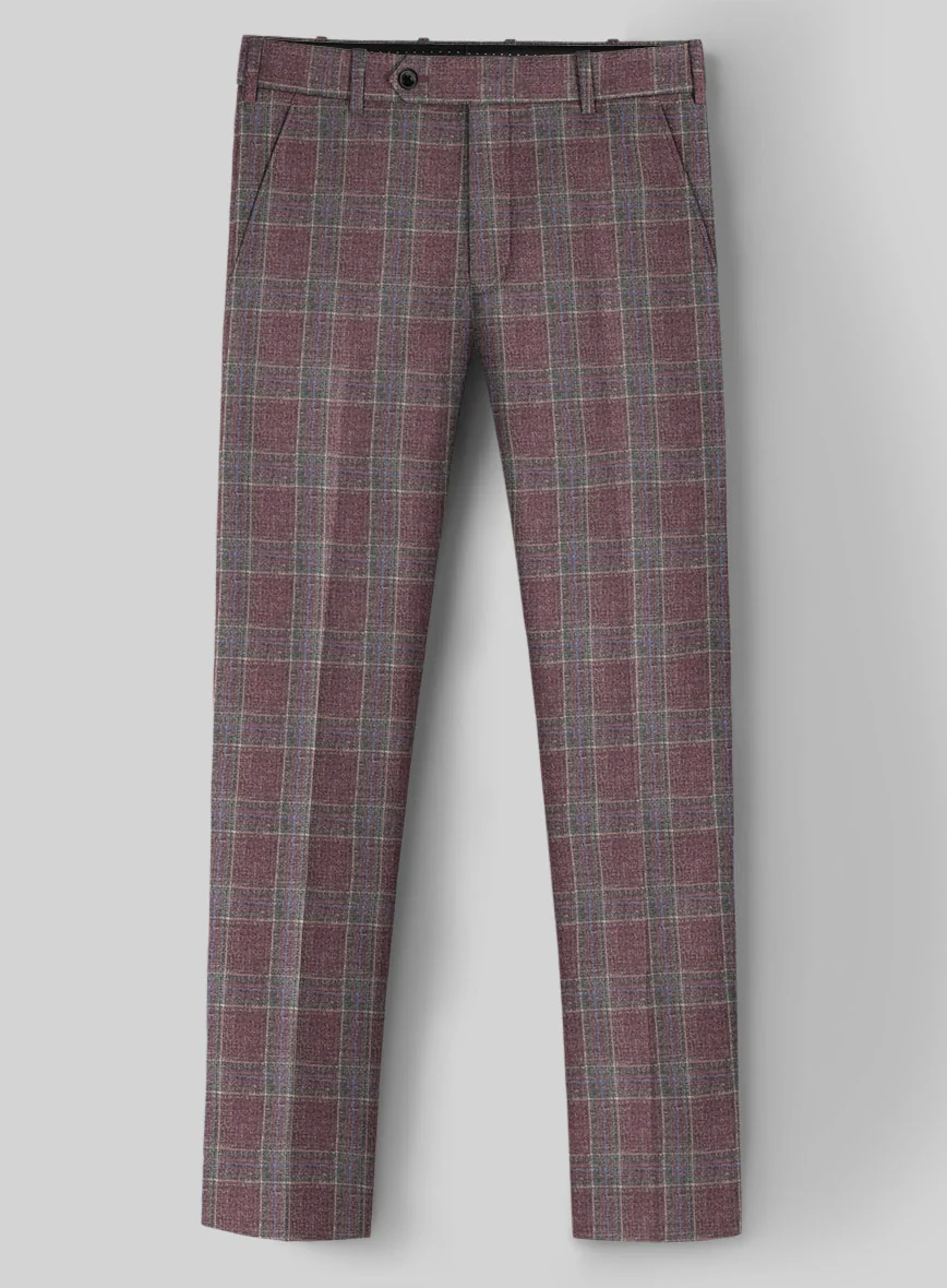 Noble Anton Check Wool Silk Linen Pants - Image 2