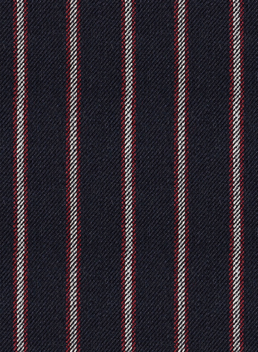 Noble Assunta Blue Stripe Cotton Silk Linen Pants - Image 3