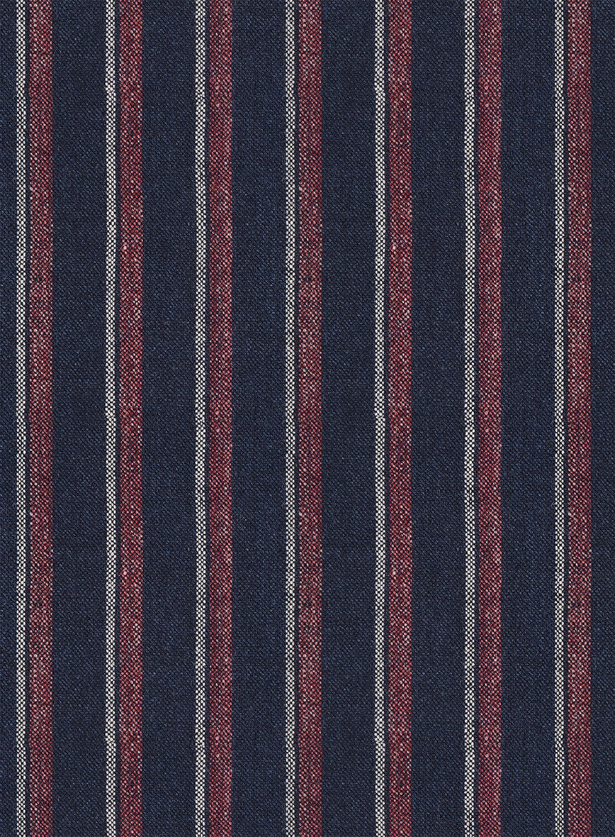 Noble Beatrily Blue Stripe Wool Silk Linen Suit - Image 6