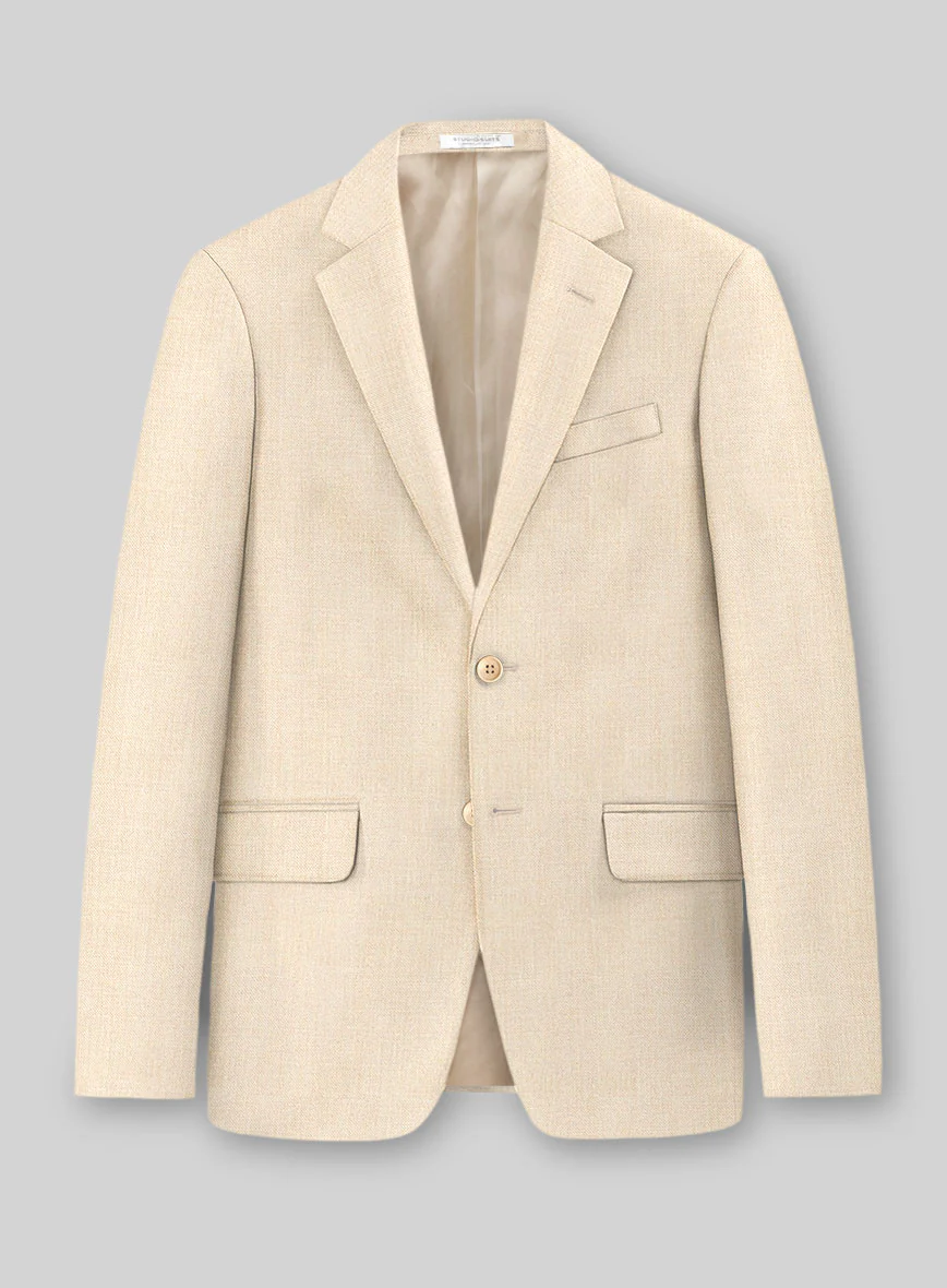 Noble Beige Wool Silk Linen Suit - Image 2