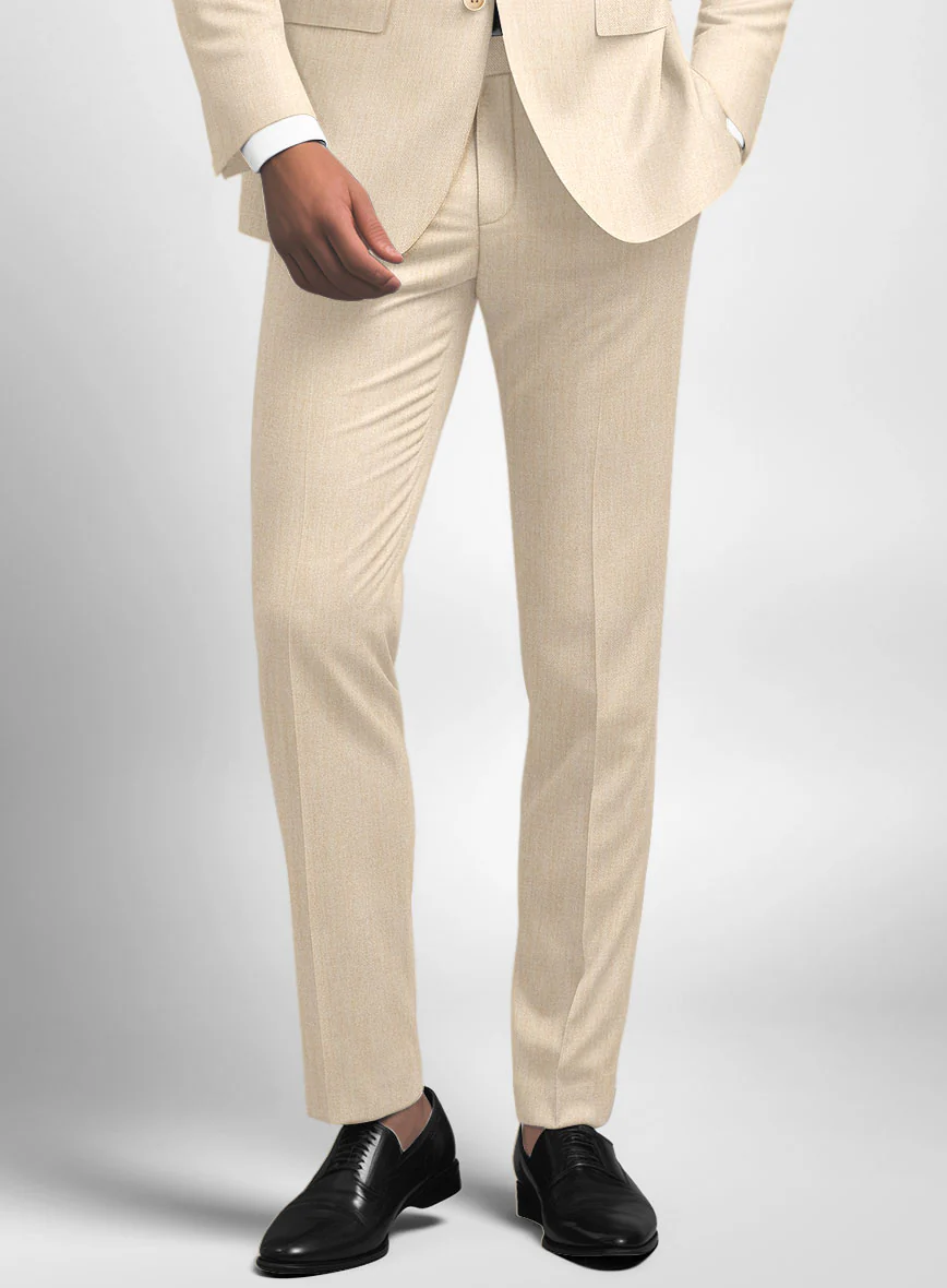 Noble Beige Wool Silk Linen Suit - Image 5