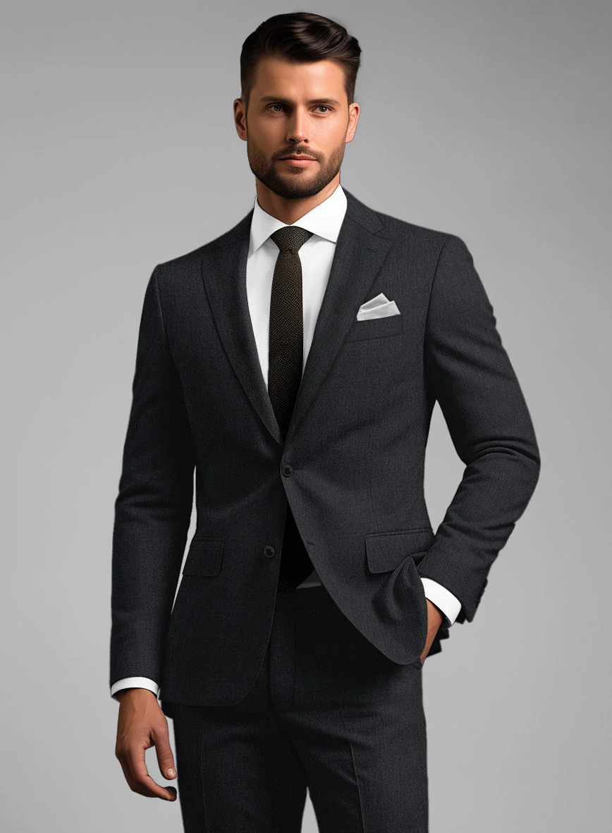 Noble Black Wool Silk Linen Jacket - Image 2