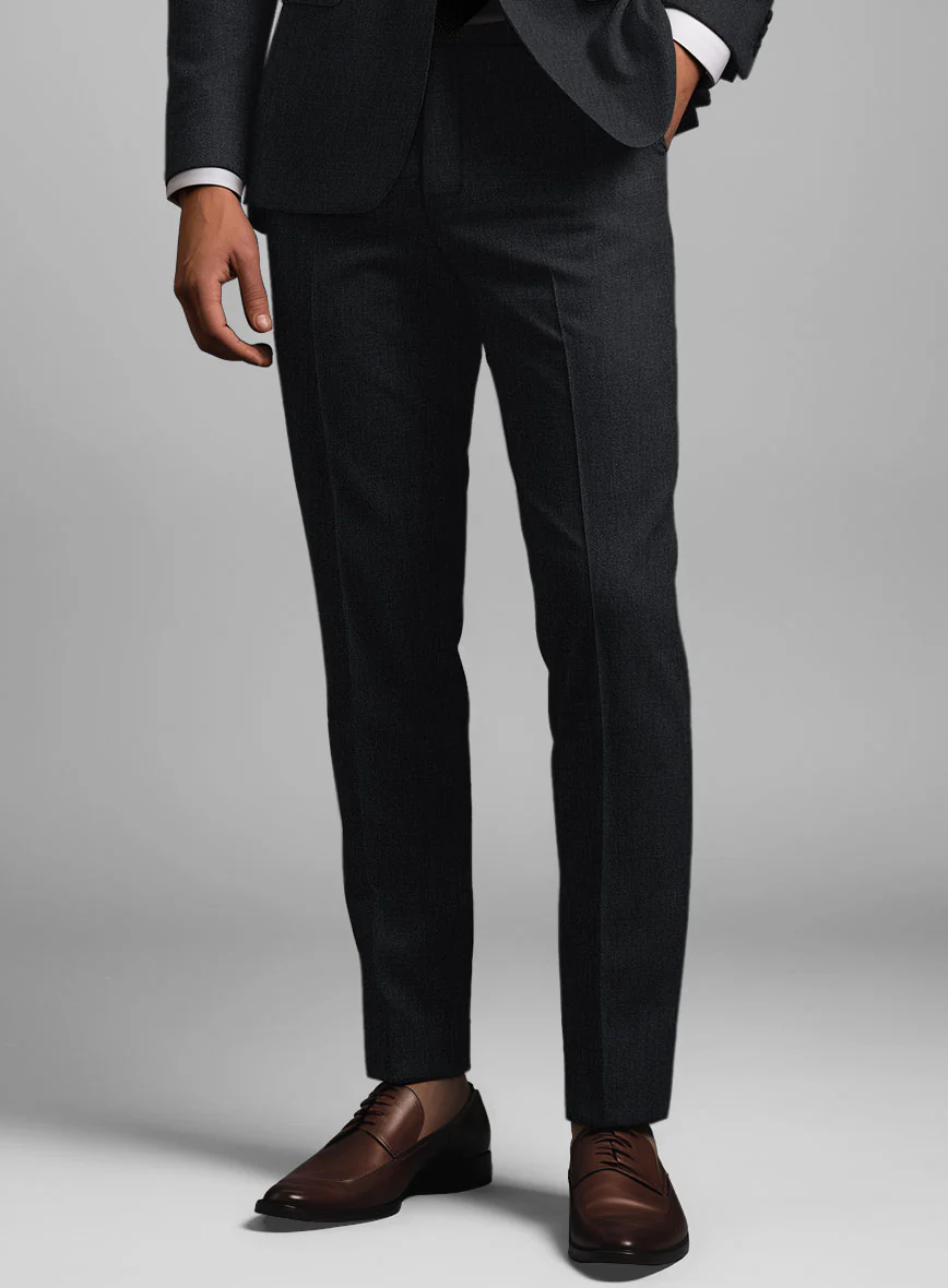 Noble Black Wool Silk Linen Pants - Image 2