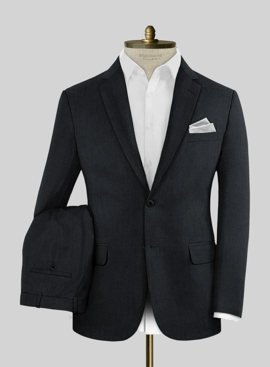 Noble Black Wool Silk Linen Suit - Image 2
