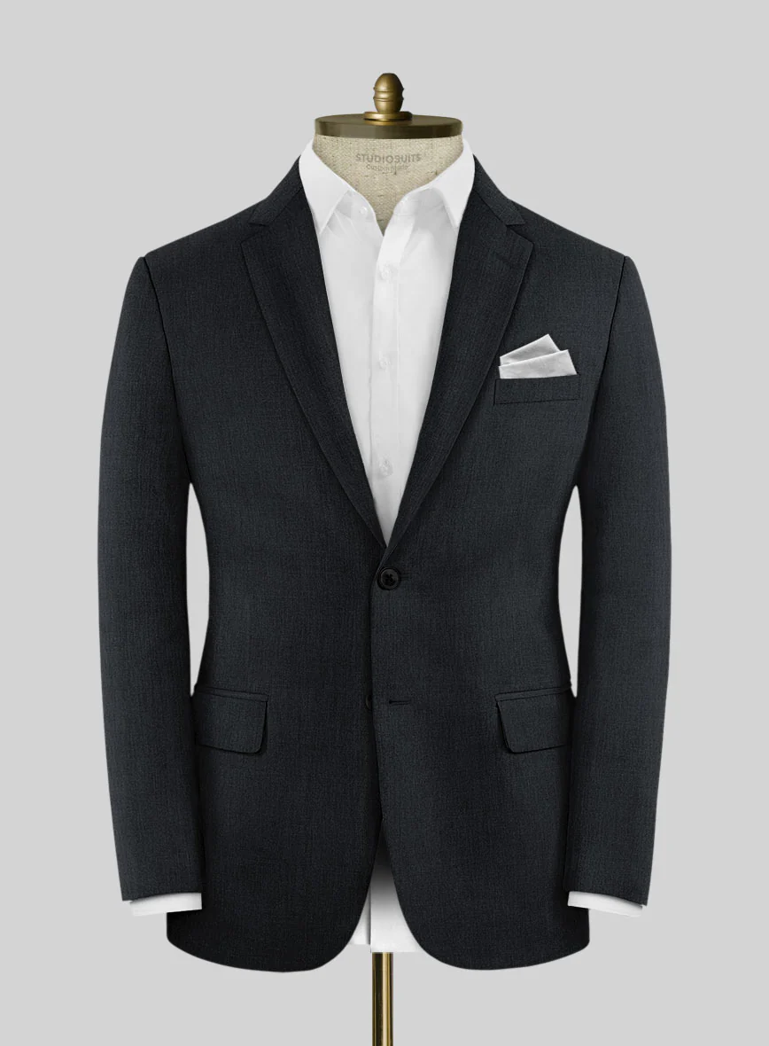 Noble Black Wool Silk Linen Suit - Image 4