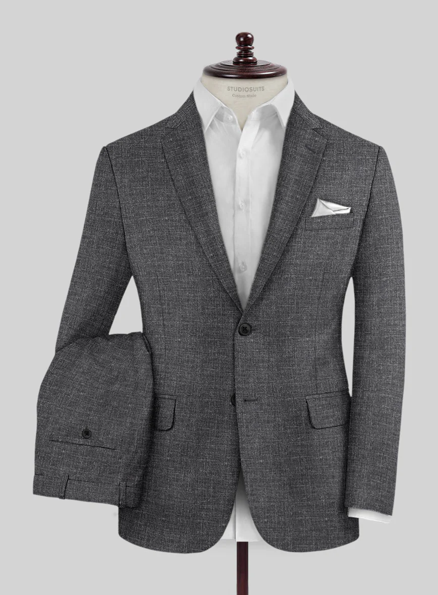 Noble Blue Gray Wool Silk Linen Suit - Image 2