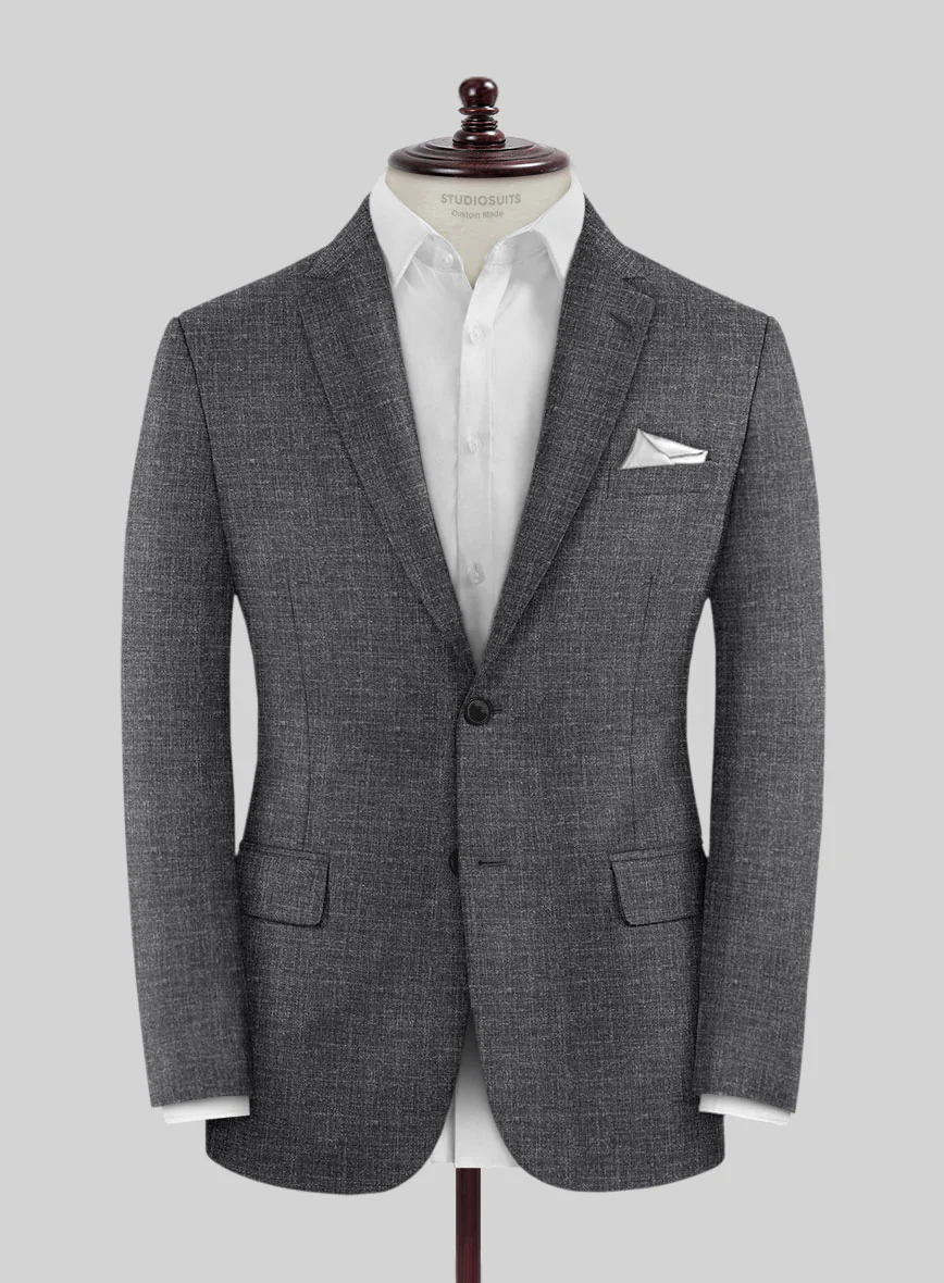Noble Blue Gray Wool Silk Linen Suit - Image 4