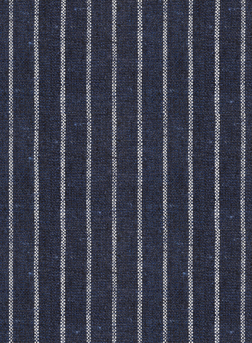 Noble Blue Stripe Wool Silk Jacket - Image 3