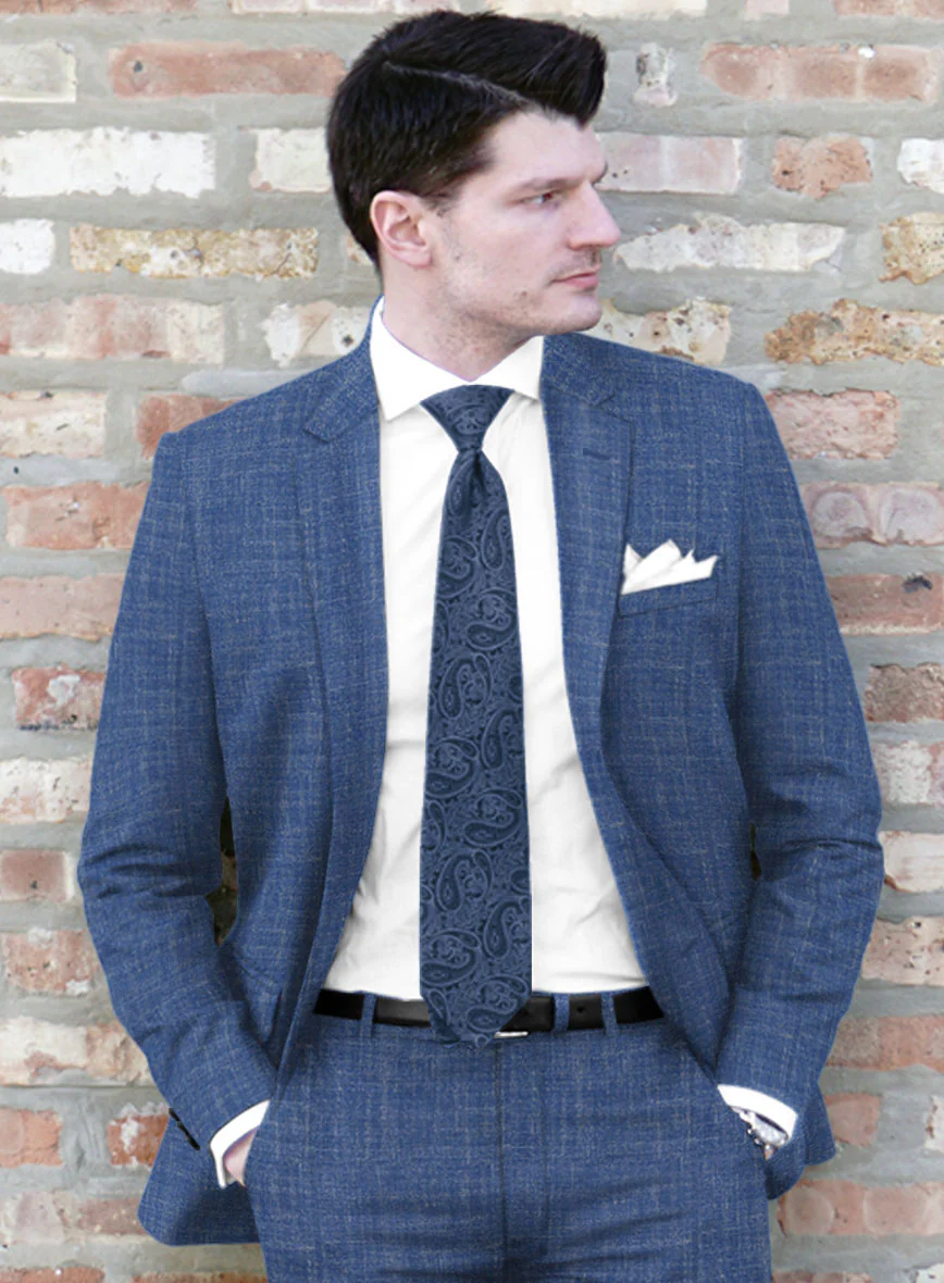 Noble Blue Wool Silk Linen Jacket - Image 2